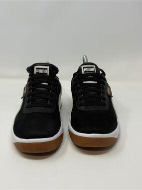 Size 9- Puma Men’s Black Suede Sneakers with White Midsole and Gum Outsole
